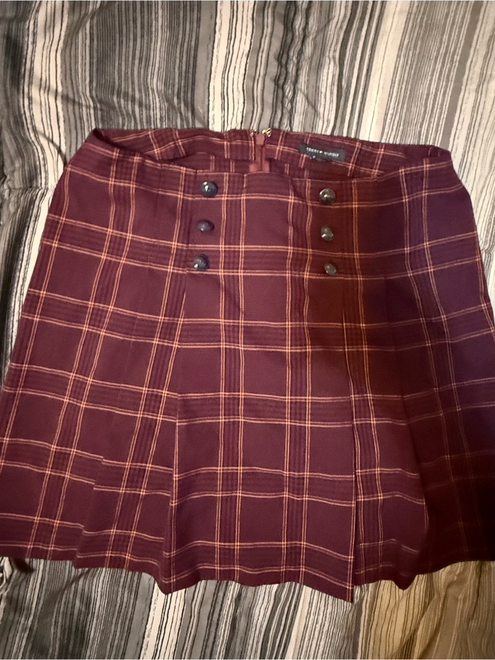 Tommy Hilfiger Burgundy Plaid Skater Mini Skirt